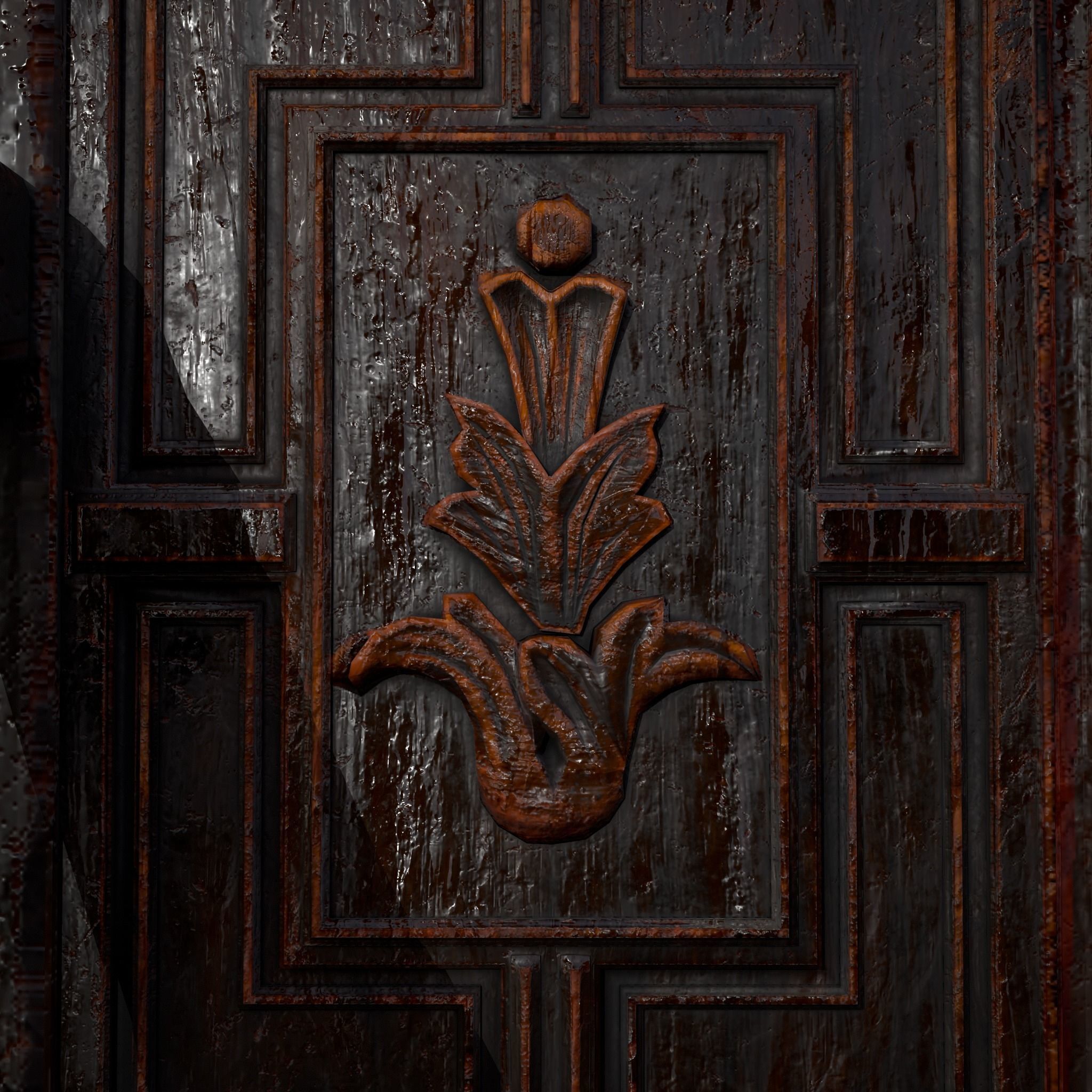 Antique Carved Chair Low-poly 3D model_13