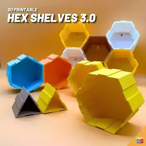 3D Printable Ultimate Hex Shelf Collection   3D print model