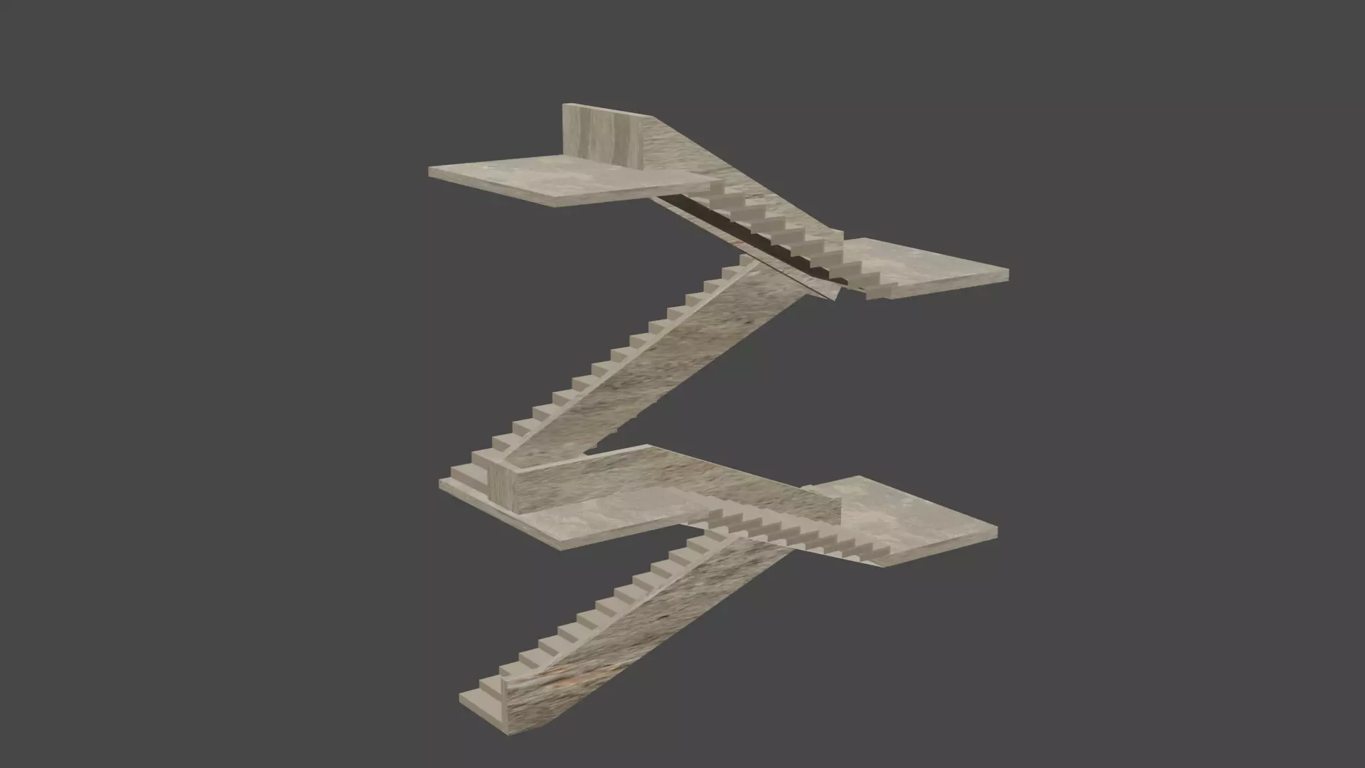 Stairscase of 3 Floors Raw Stairs of a Building Free 3D model