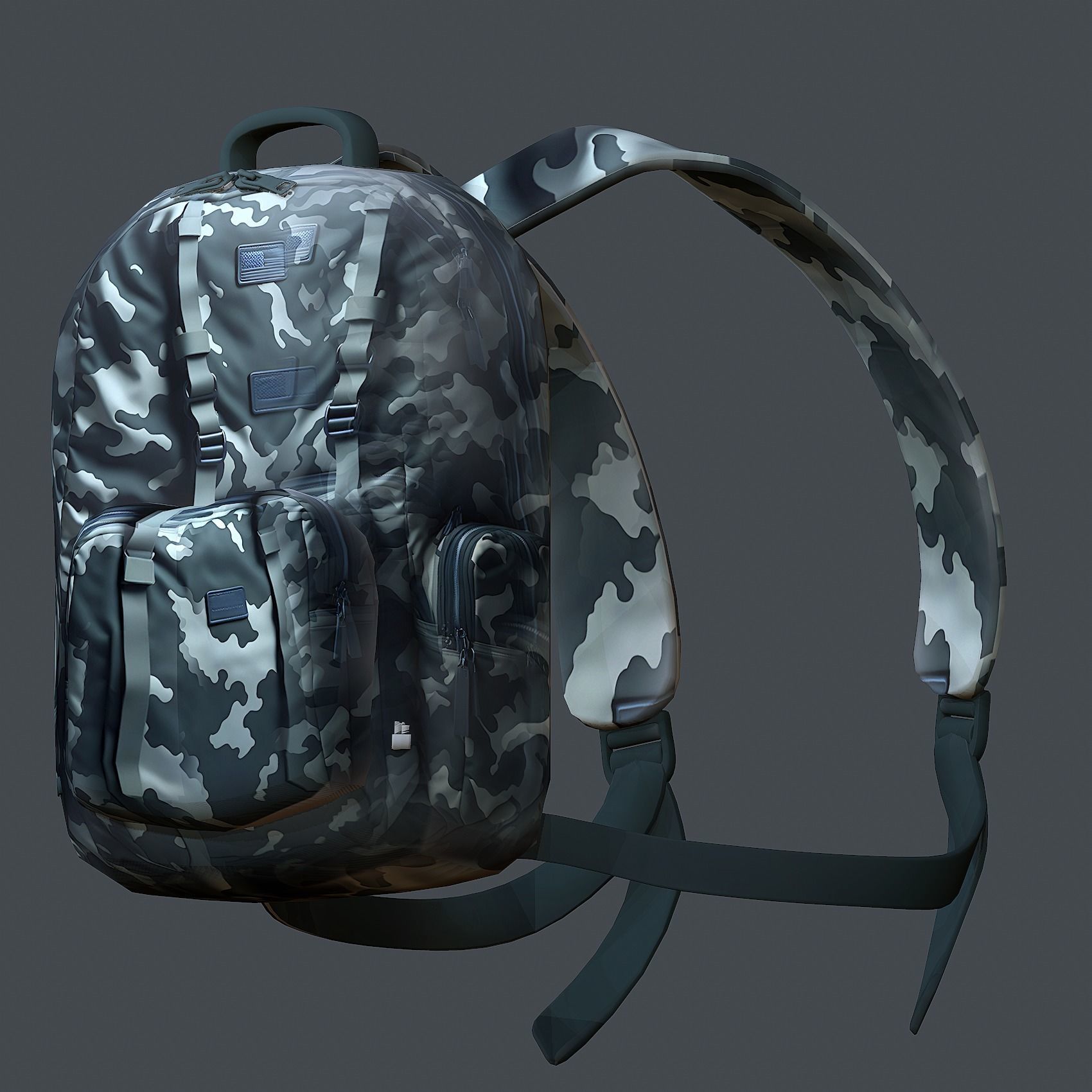 Backpack Camping Generic military human bag storqge baggage Low-poly 3D model_3