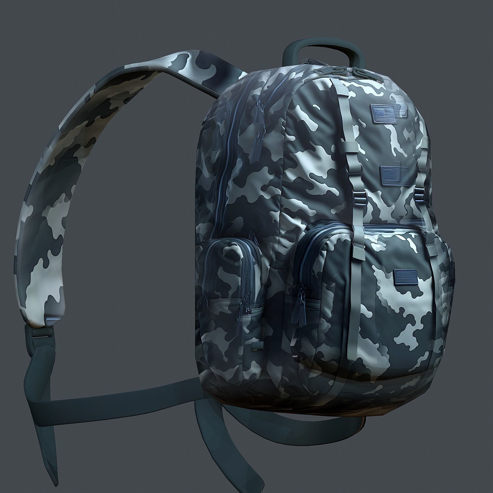 Backpack Camping Generic military human bag storqge baggage Low-poly 3D model_2