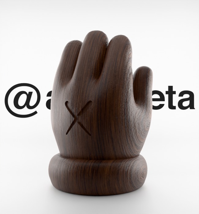 Kaws Hand Ornament Textured Low-poly 3D model_4