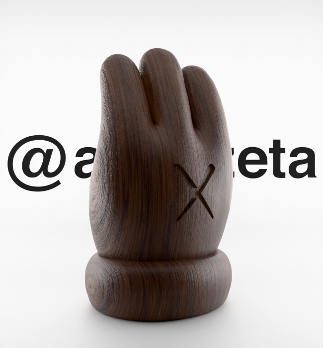Kaws Hand Ornament Textured Low-poly 3D model_34