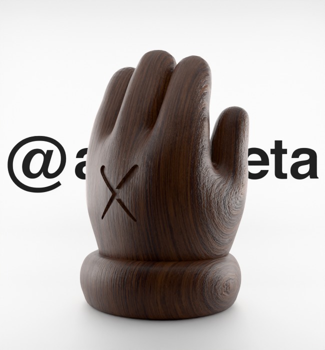 Kaws Hand Ornament Textured Low-poly 3D model_5