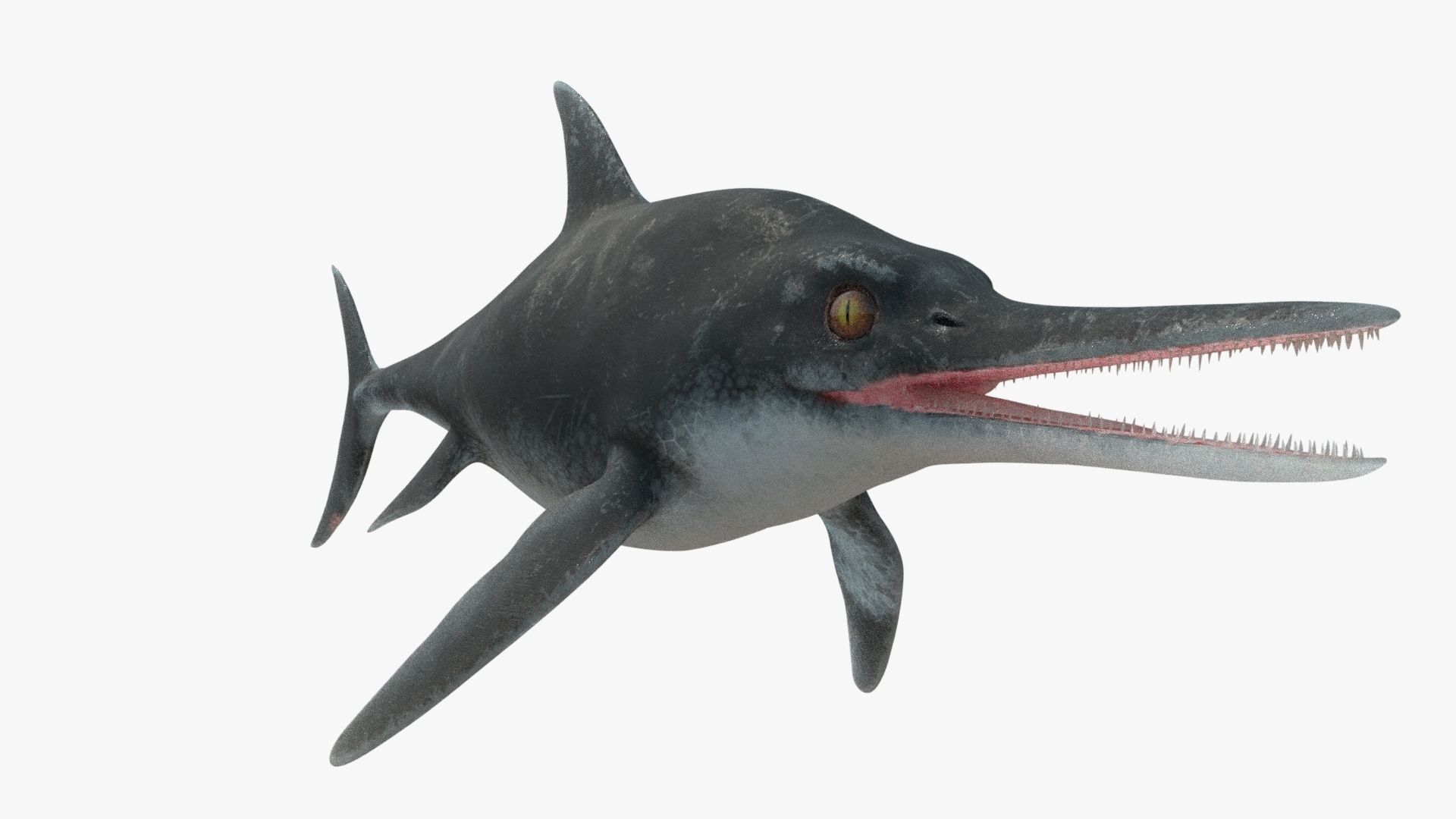 8K Realistic Ichthyosaurus Low-poly 3D model_1