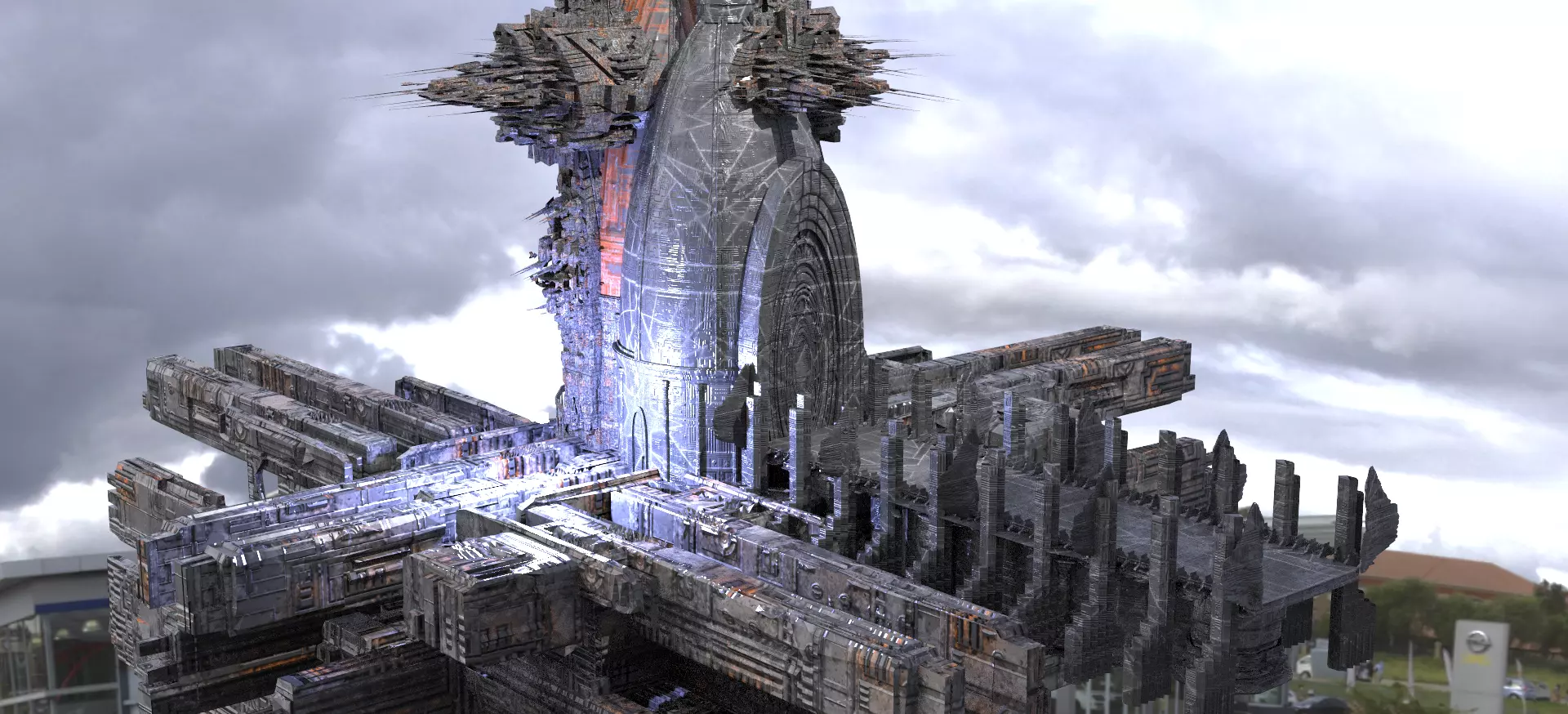 Cyberpunk Relay disruptor City Elite Tower 3D model_0