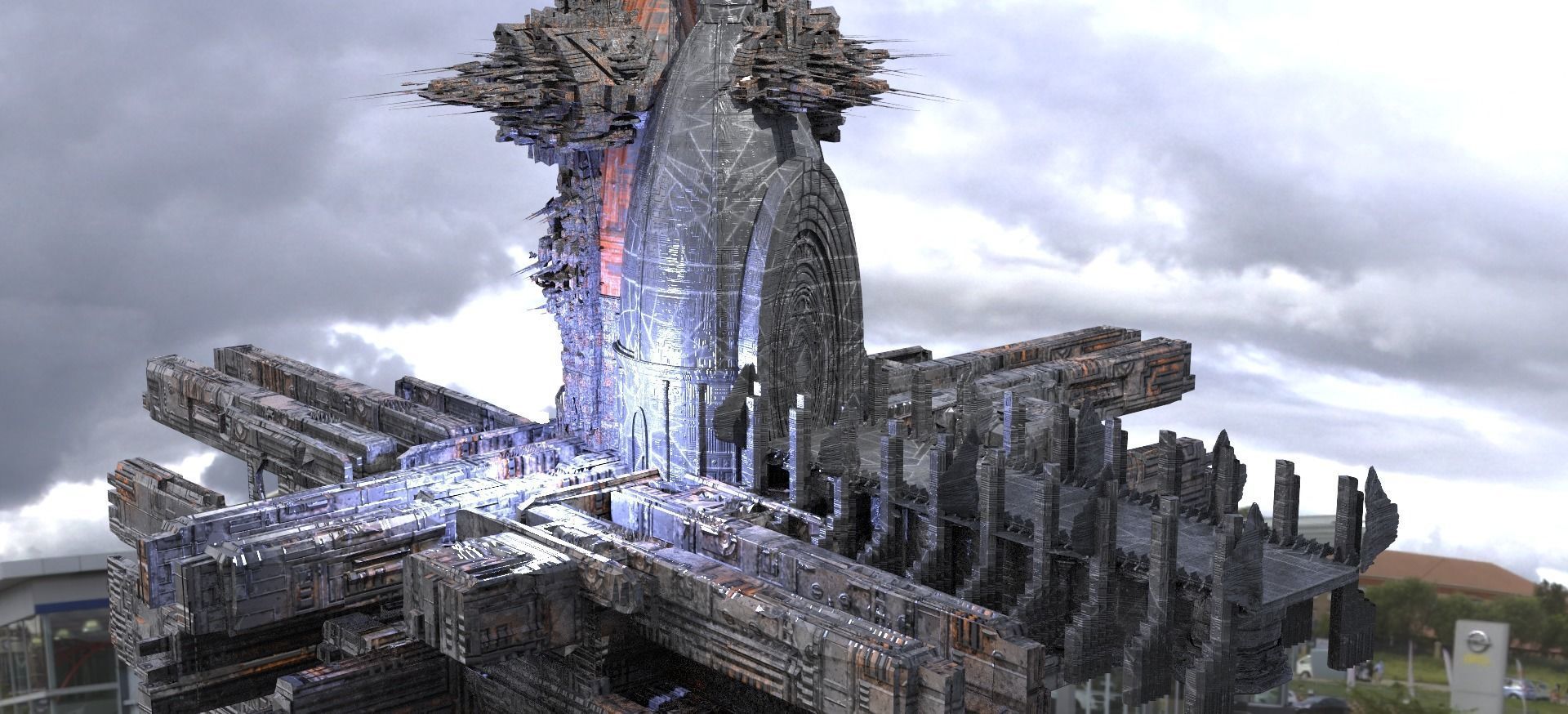 Cyberpunk Relay disruptor City Elite Tower 3D model_1