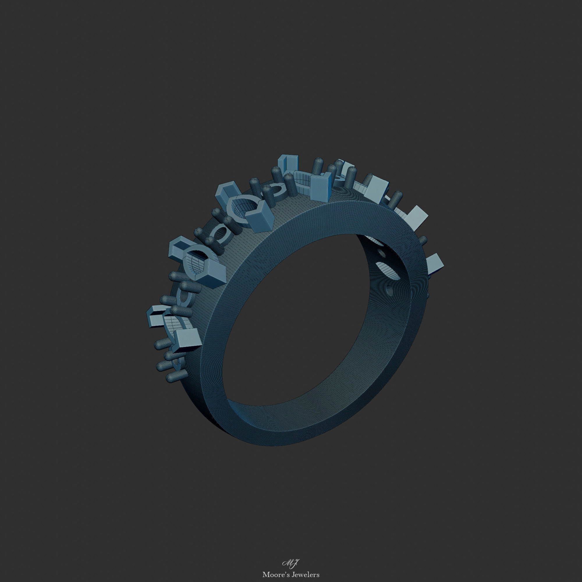 Marquise and Round Stone Engagement Ring 3d Model 3D print model_7