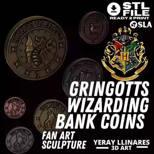 Gringotts Wizarding Bank coins 3D print model