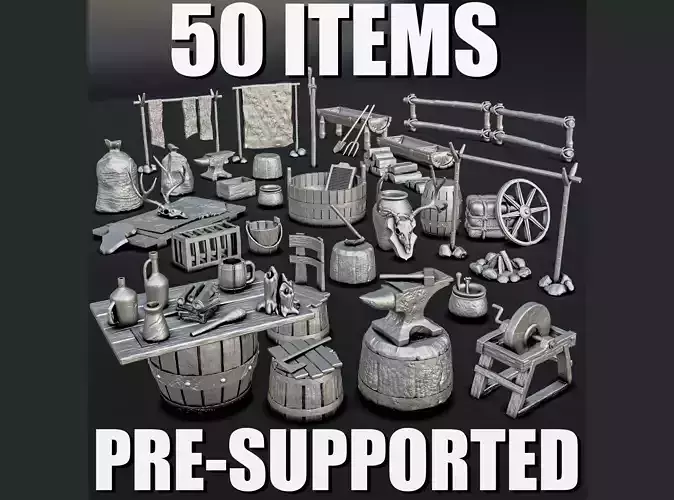 Medieval Village Diorama Pack 3D print model