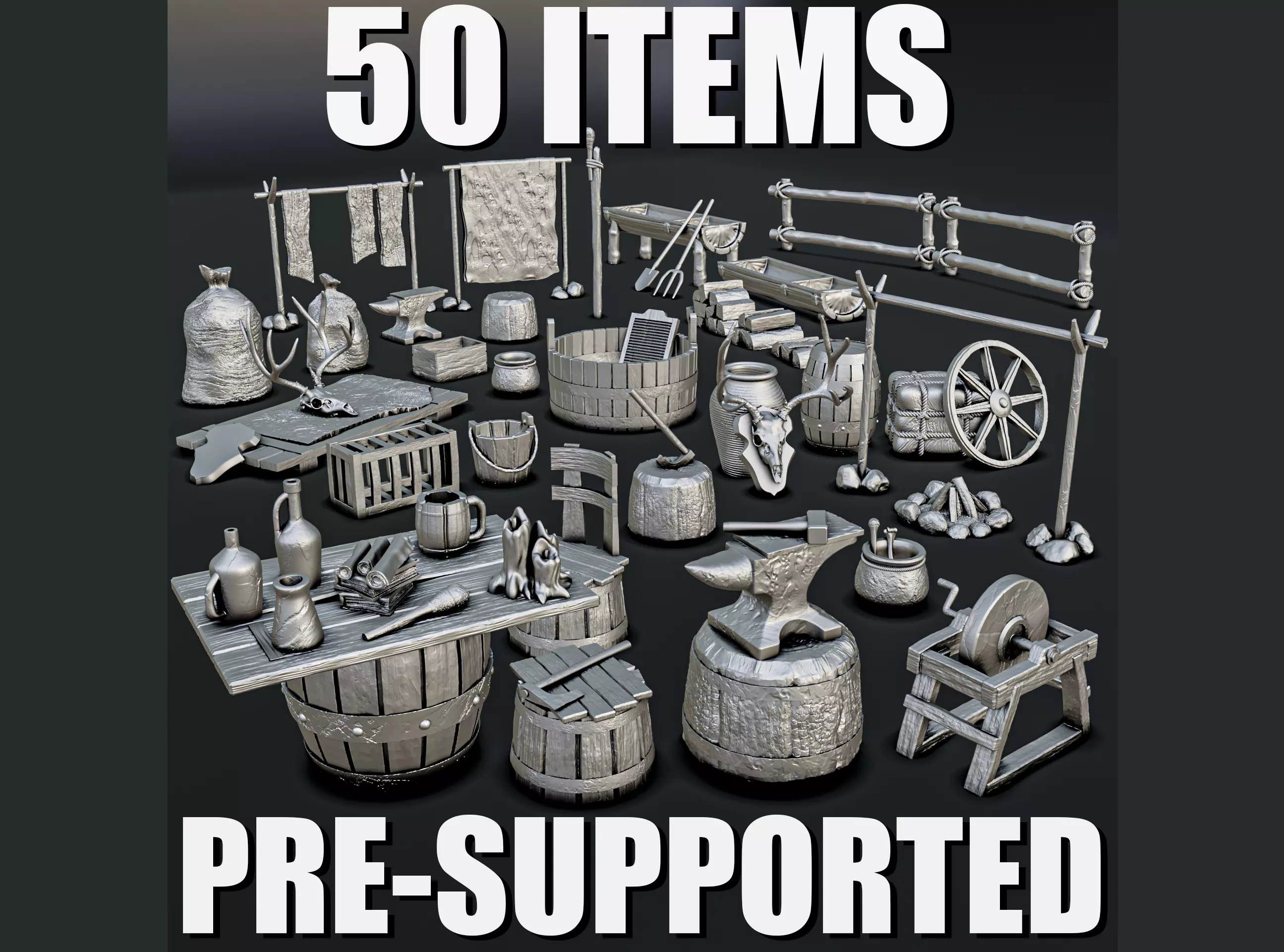 Medieval Village Diorama Pack 3D print model_0