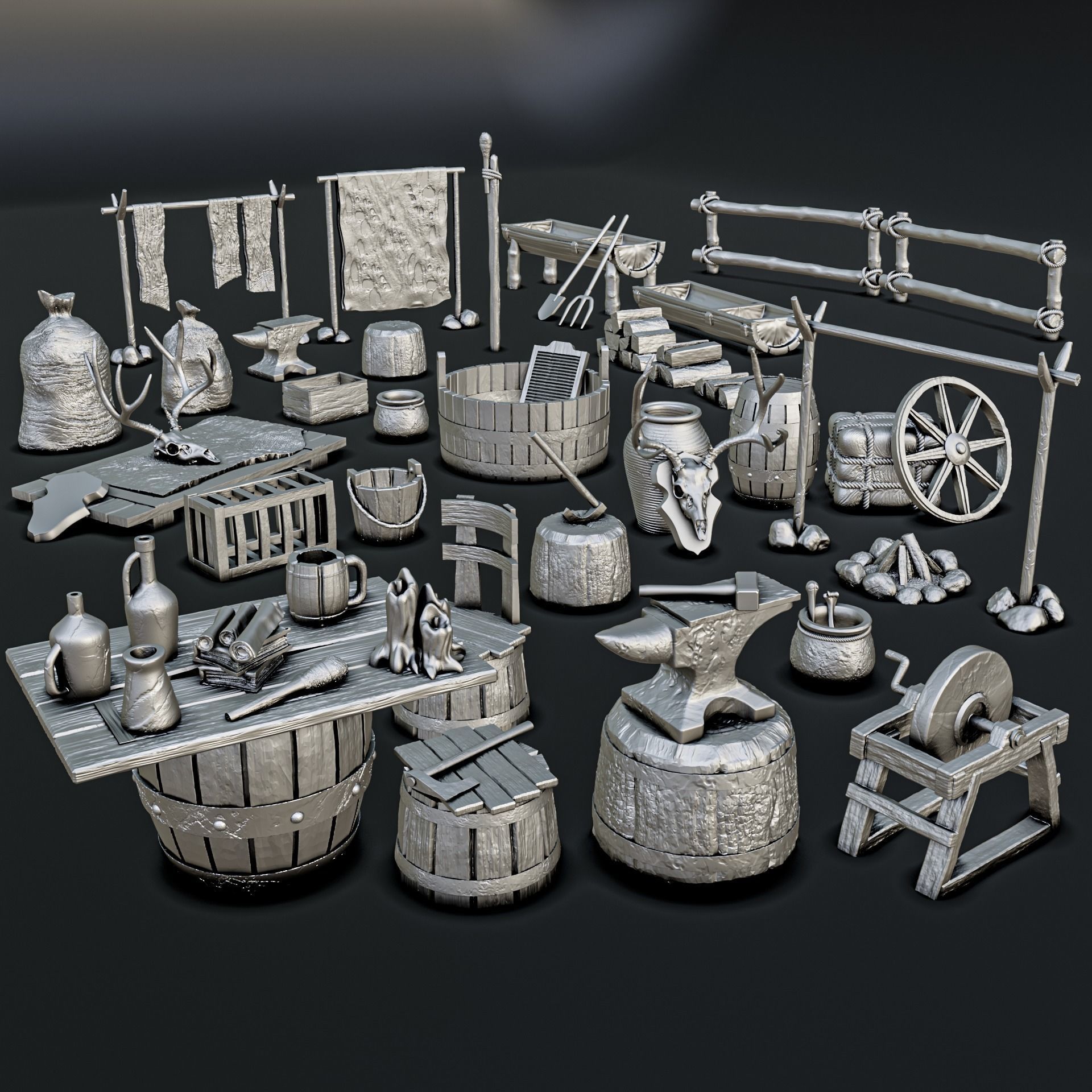 Medieval Village Diorama Pack 3D print model_13
