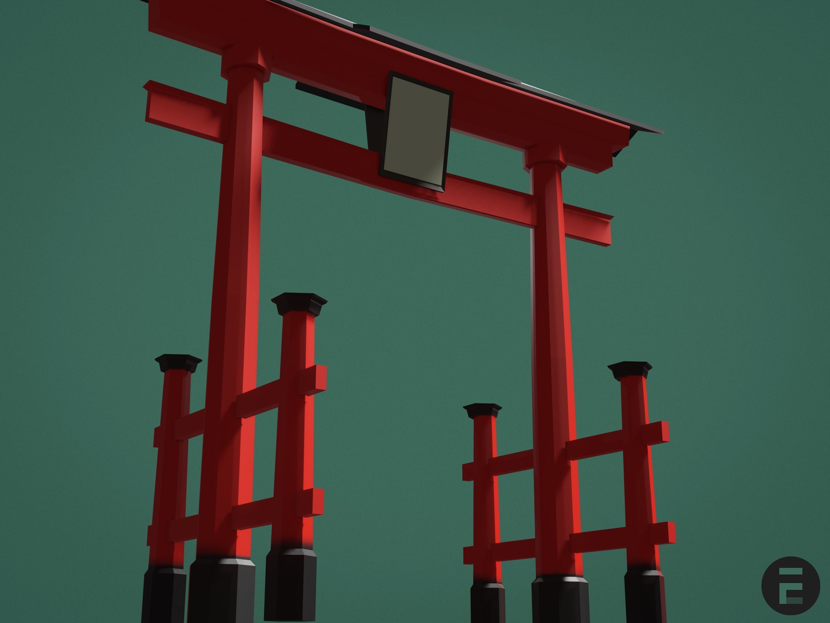 Torii gate Low-poly 3D model_2