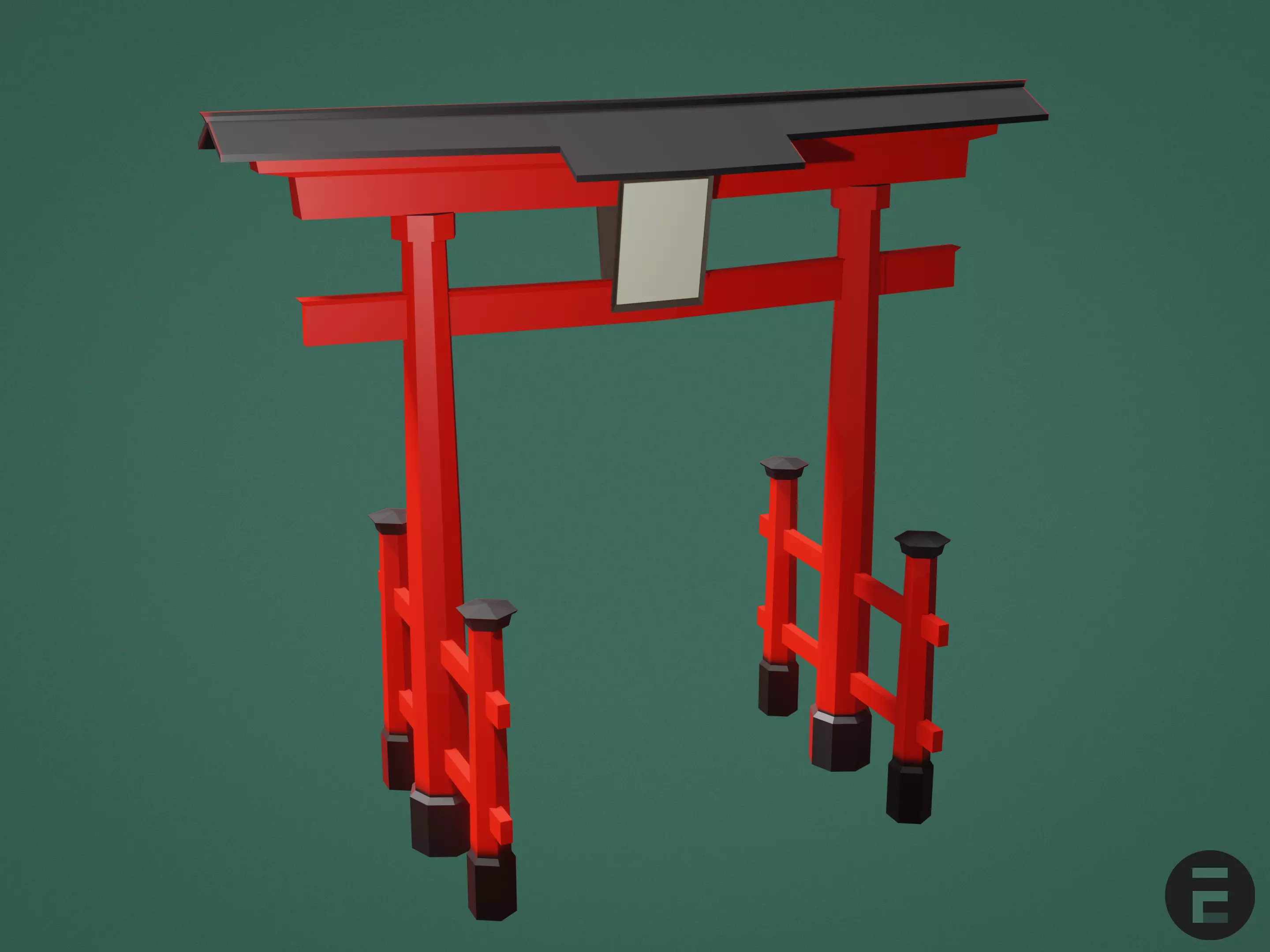 Torii gate Low-poly 3D model_0