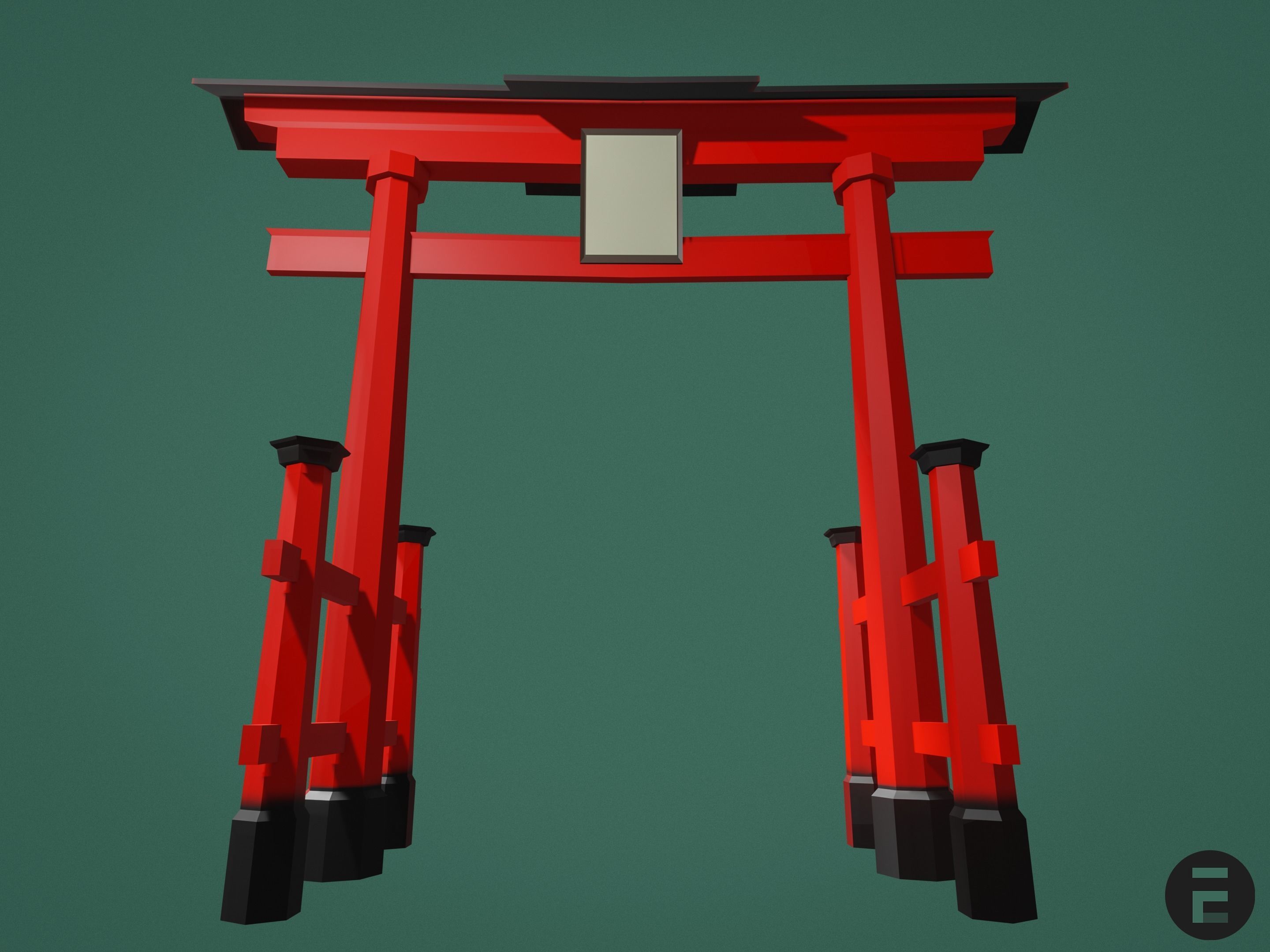 Torii gate Low-poly 3D model_1