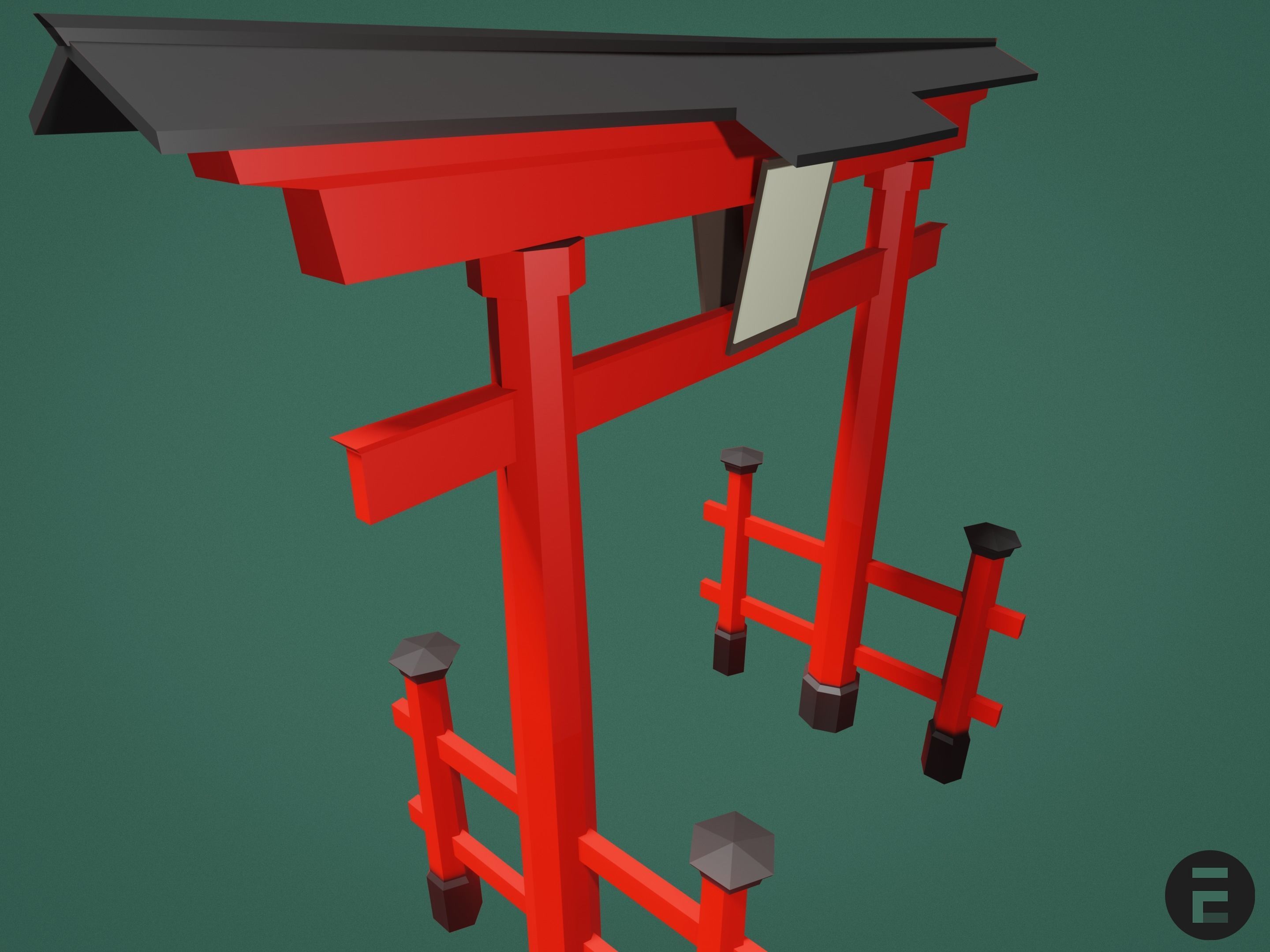 Torii gate Low-poly 3D model_3