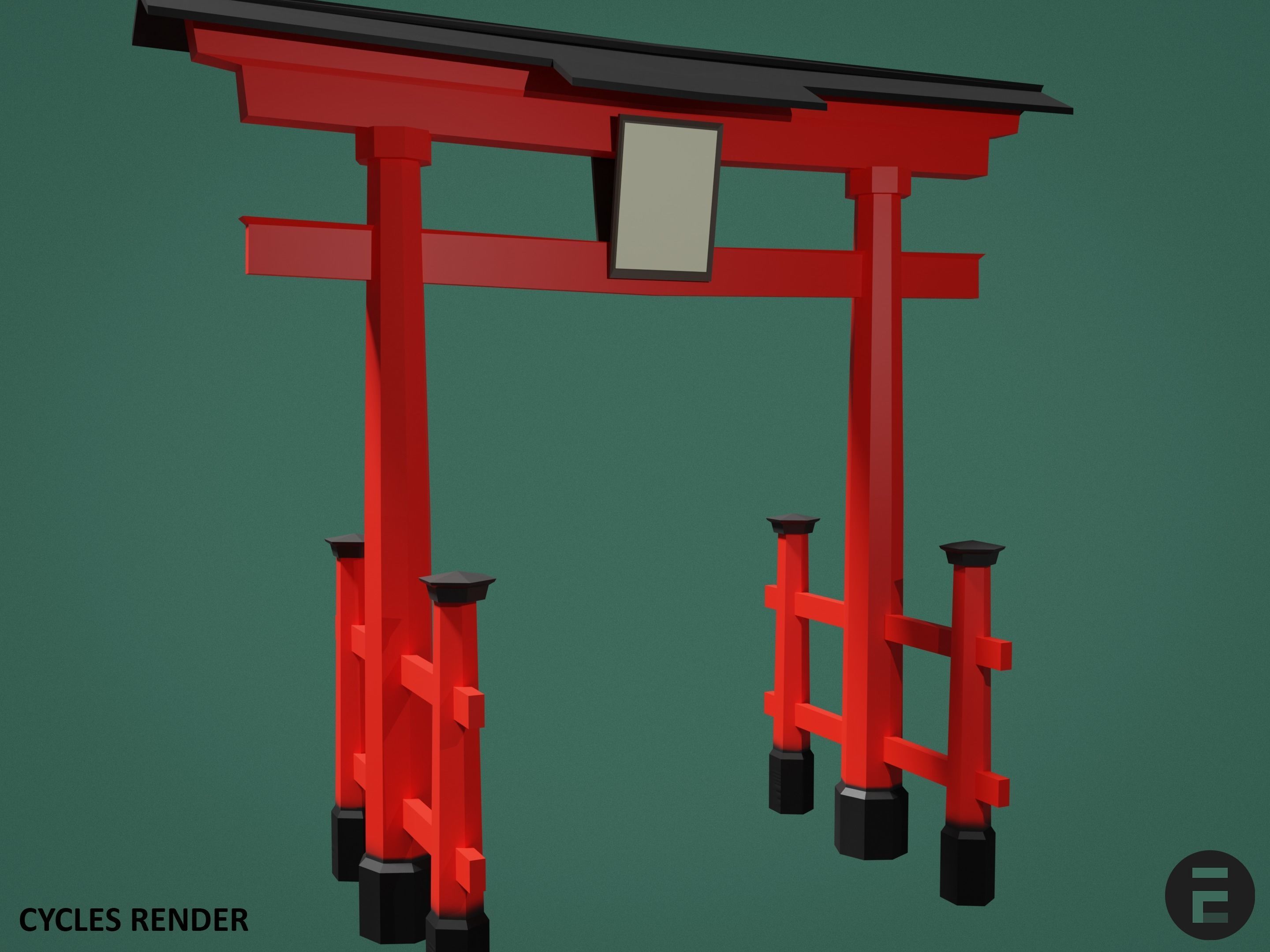 Torii gate Low-poly 3D model_7