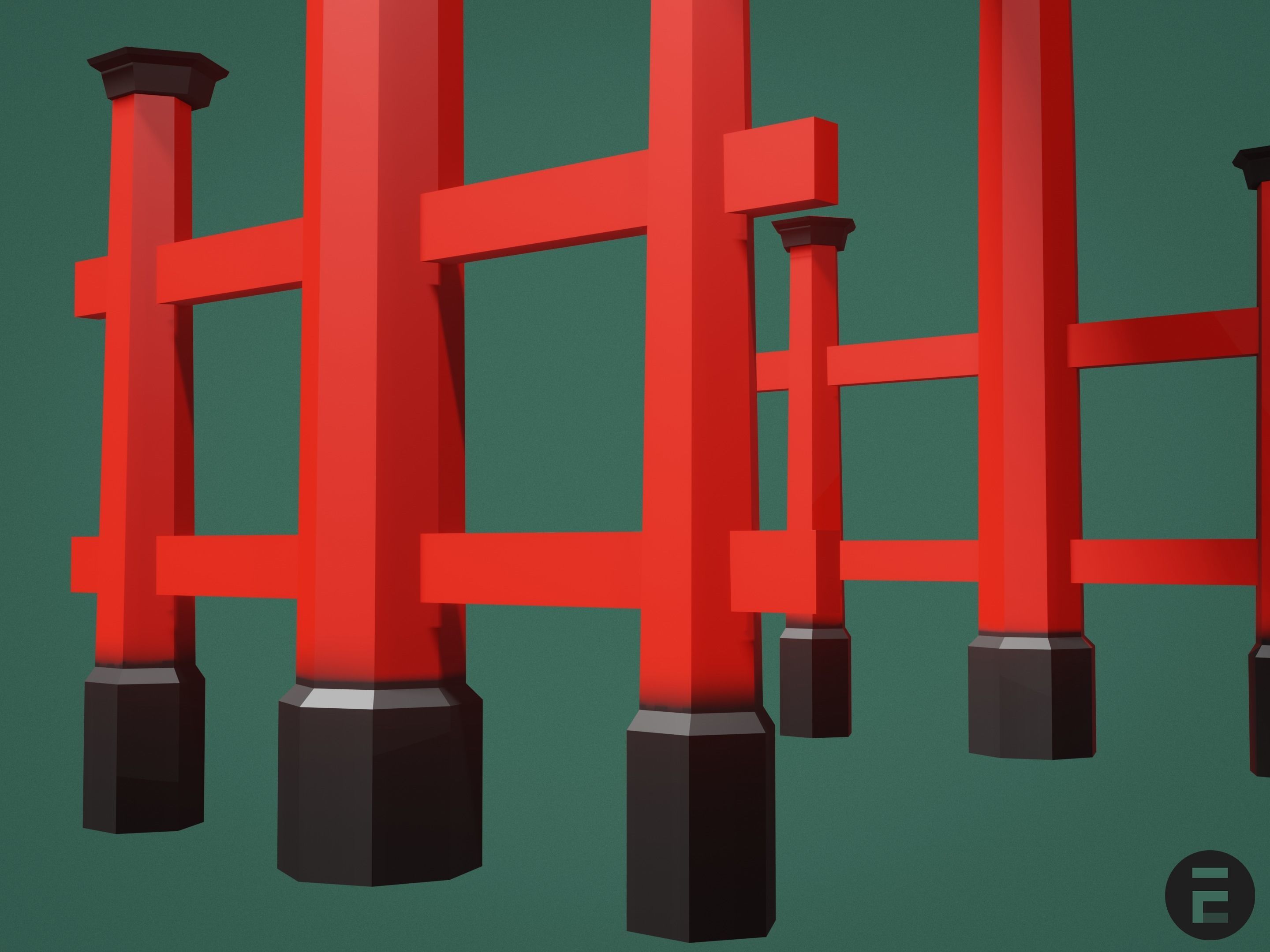 Torii gate Low-poly 3D model_5