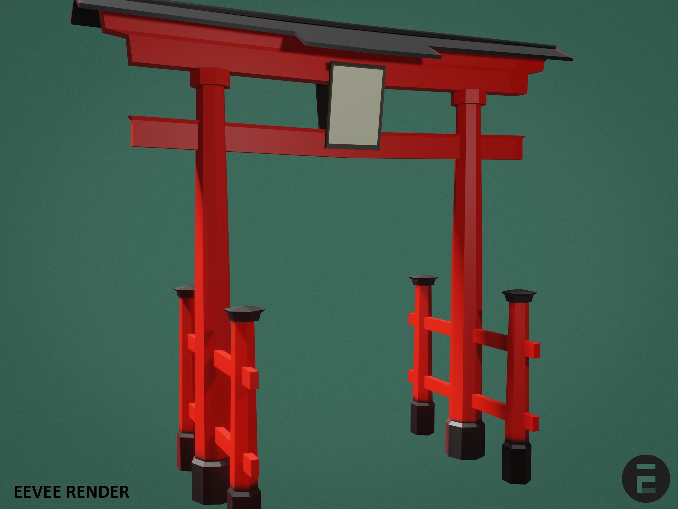 Torii gate Low-poly 3D model_6
