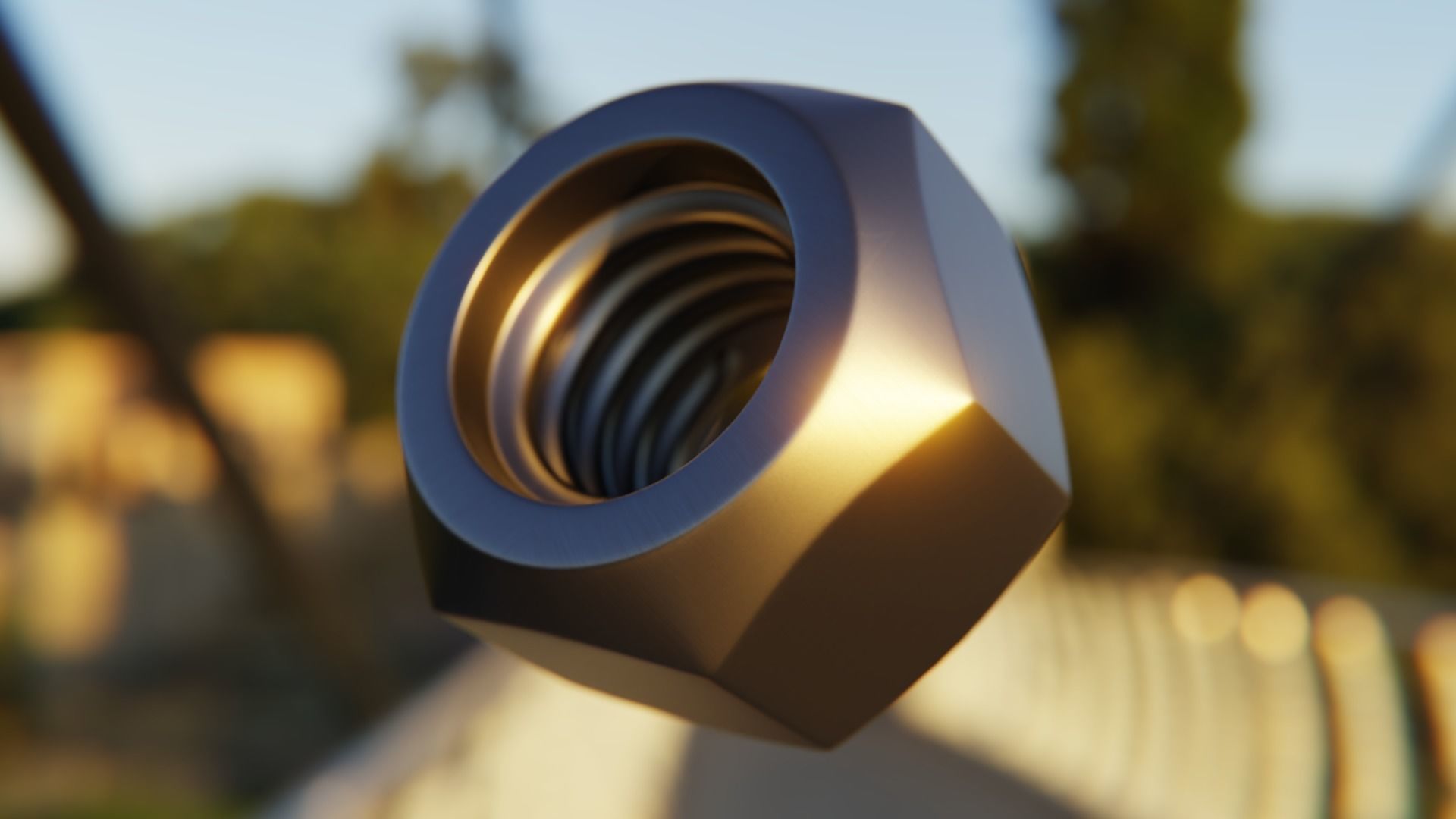 Photorealistic Threaded Hex Nut - Mechanical Part 3D 3D model_3