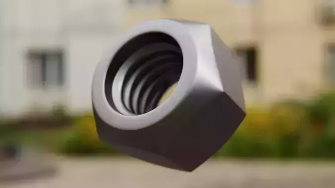 Photorealistic Threaded Hex Nut - Mechanical Part 3D 3D model