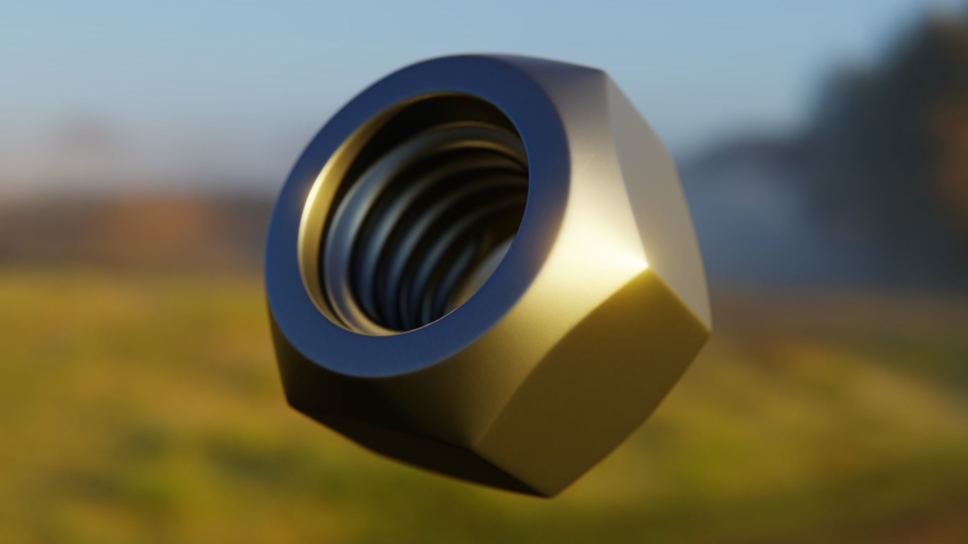 Photorealistic Threaded Hex Nut - Mechanical Part 3D 3D model_4