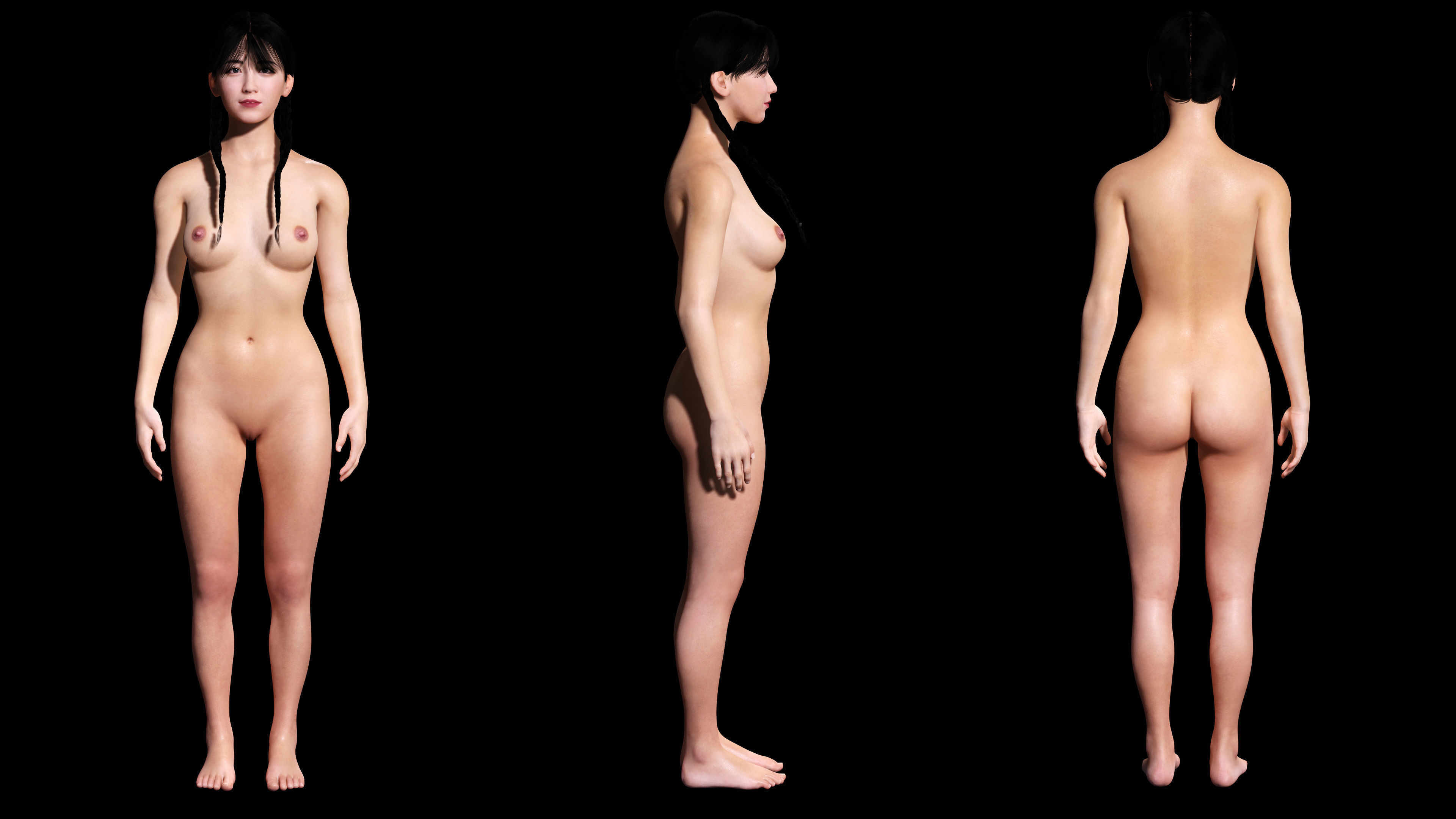 Sakura Kurohana Asian Woman Perfect Base Shape Low-poly 3D model_4