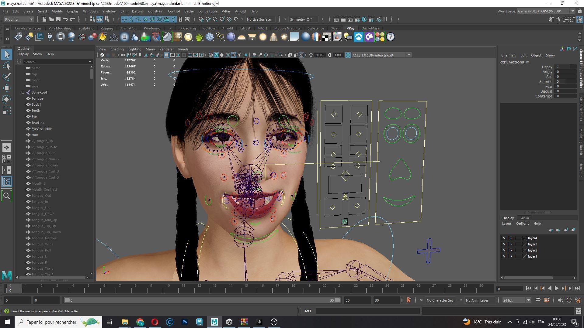 Sakura Kurohana Asian Woman Perfect Base Shape Low-poly 3D model_23