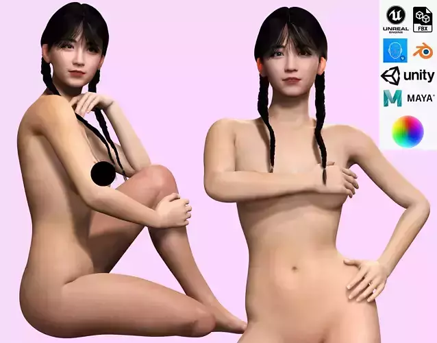 Sakura Kurohana Asian Woman Perfect Base Shape Low-poly 3D model