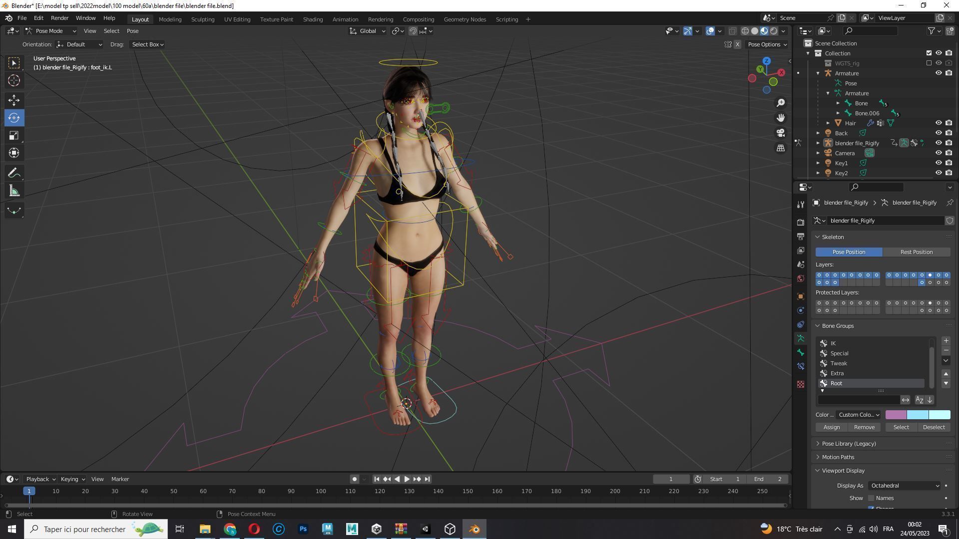 Sakura Kurohana Asian Woman Perfect Base Shape Low-poly 3D model_14