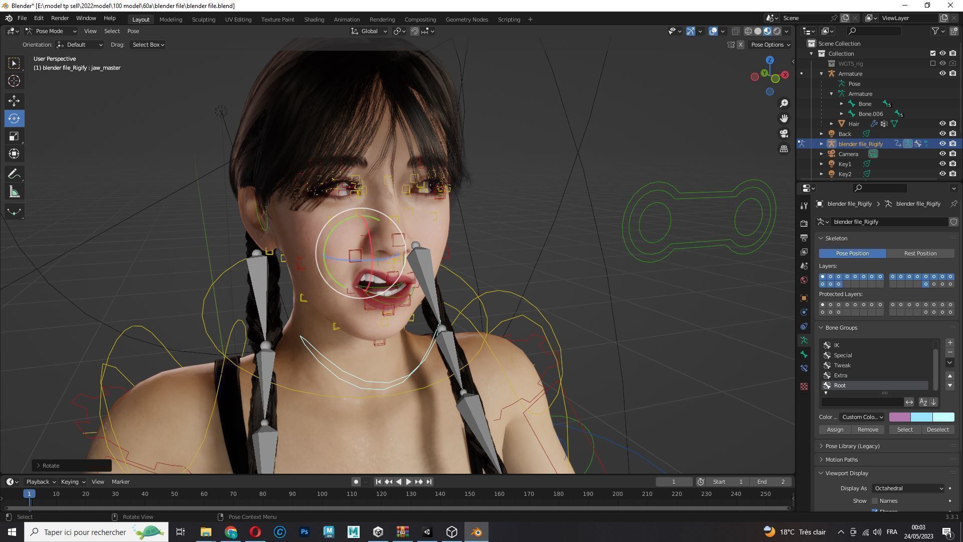 Sakura Kurohana Asian Woman Perfect Base Shape Low-poly 3D model_19