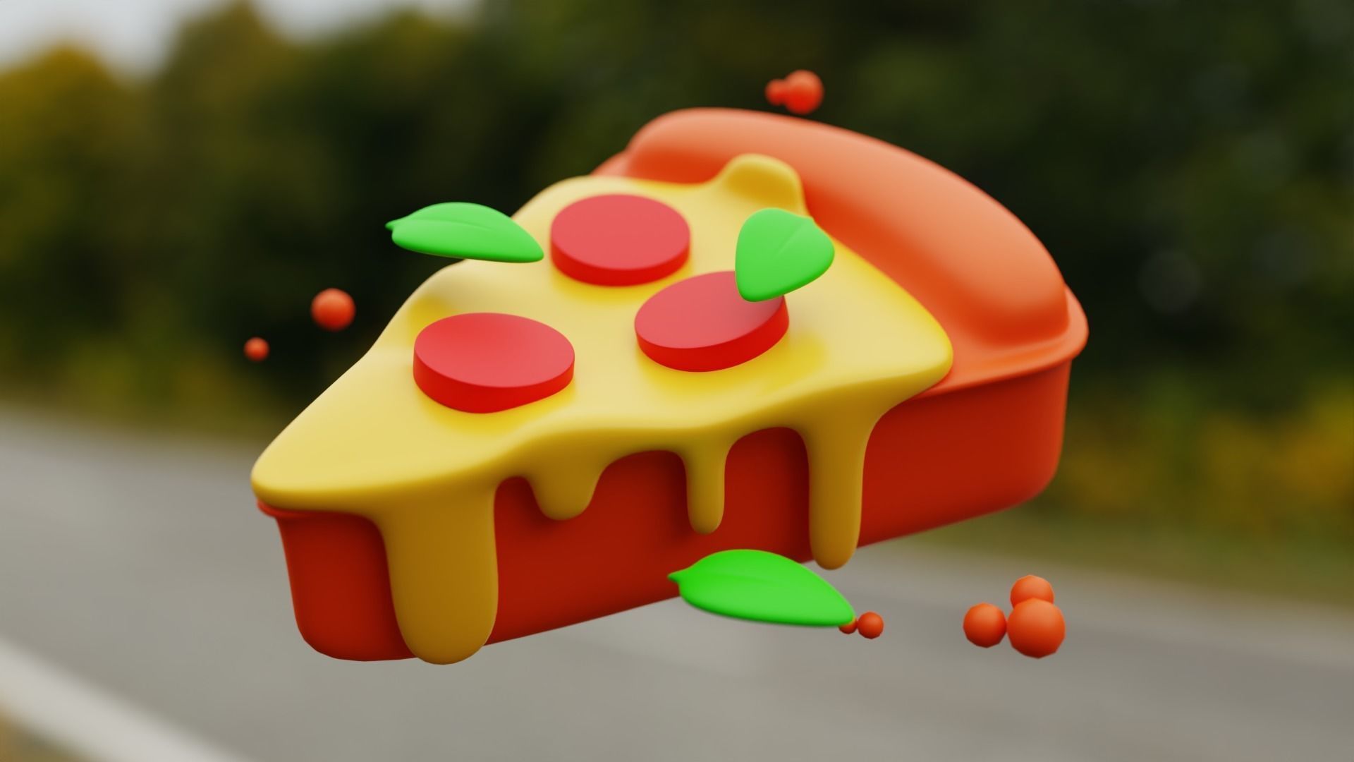 Cartoon Pizza Slice 3D Model - Stylized Low Poly Food Low-poly 3D model_2