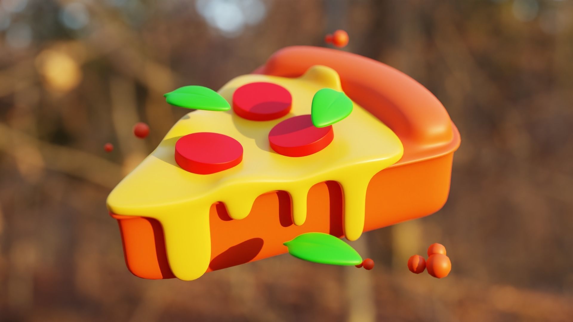 Cartoon Pizza Slice 3D Model - Stylized Low Poly Food Low-poly 3D model_4