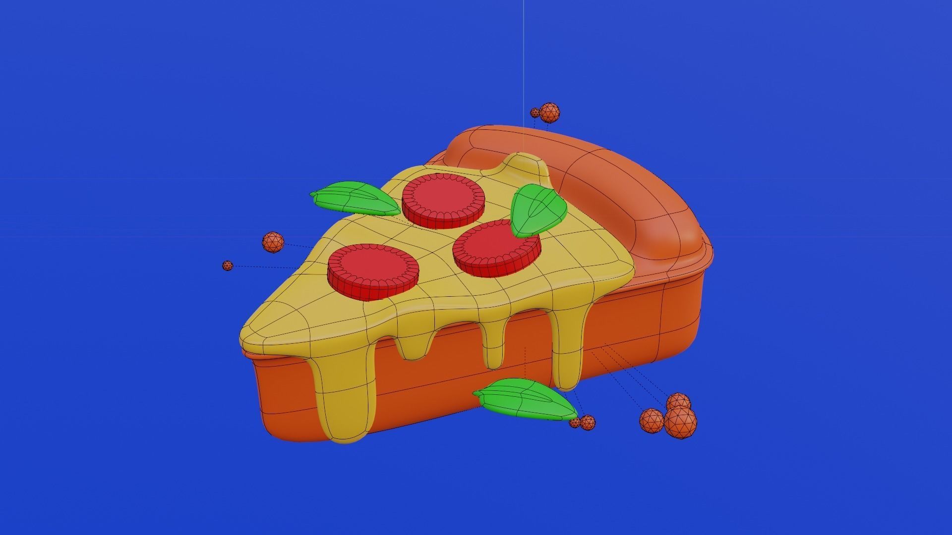 Cartoon Pizza Slice 3D Model - Stylized Low Poly Food Low-poly 3D model_8