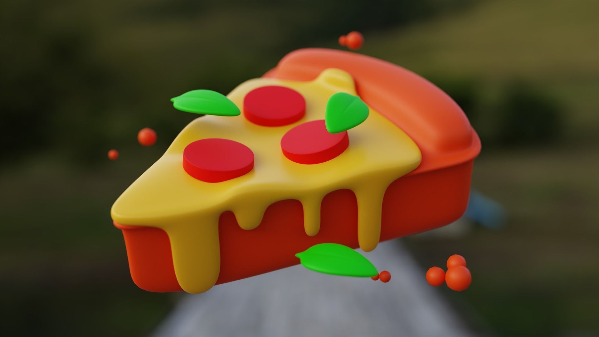 Cartoon Pizza Slice 3D Model - Stylized Low Poly Food Low-poly 3D model_3