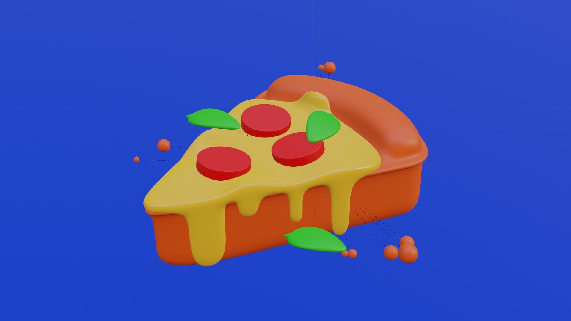 Cartoon Pizza Slice 3D Model - Stylized Low Poly Food Low-poly 3D model_9