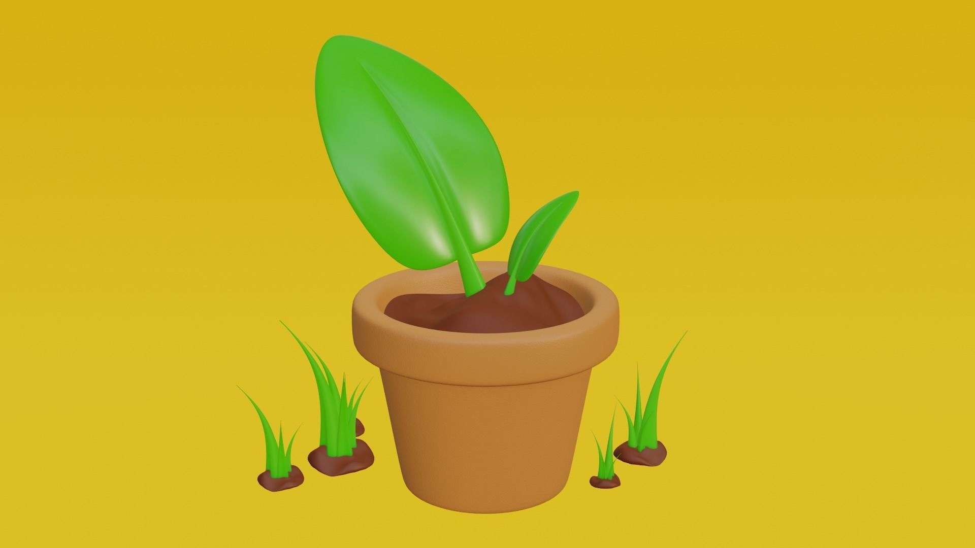 Cartoon Plant Sapling - Stylized Potted 3D Asset Model 3D model_5