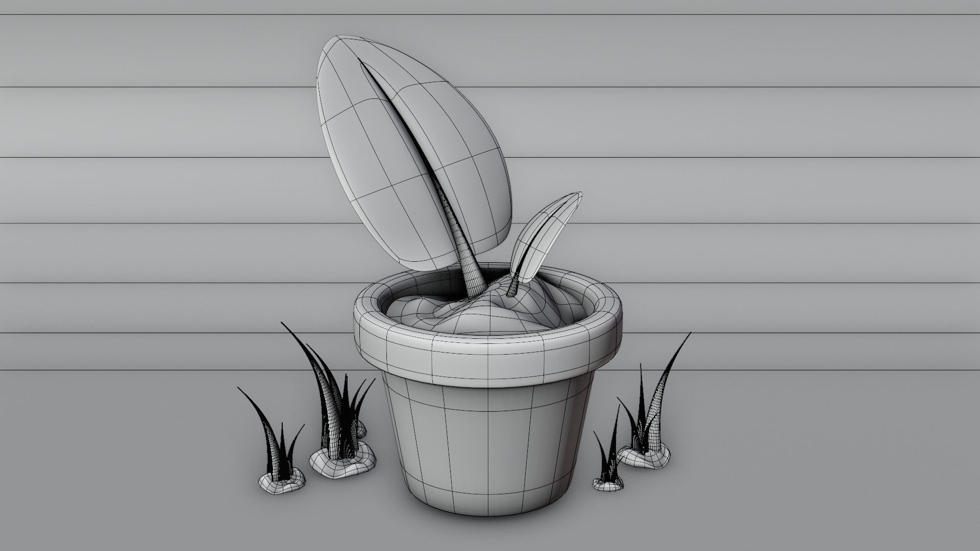 Cartoon Plant Sapling - Stylized Potted 3D Asset Model 3D model_3