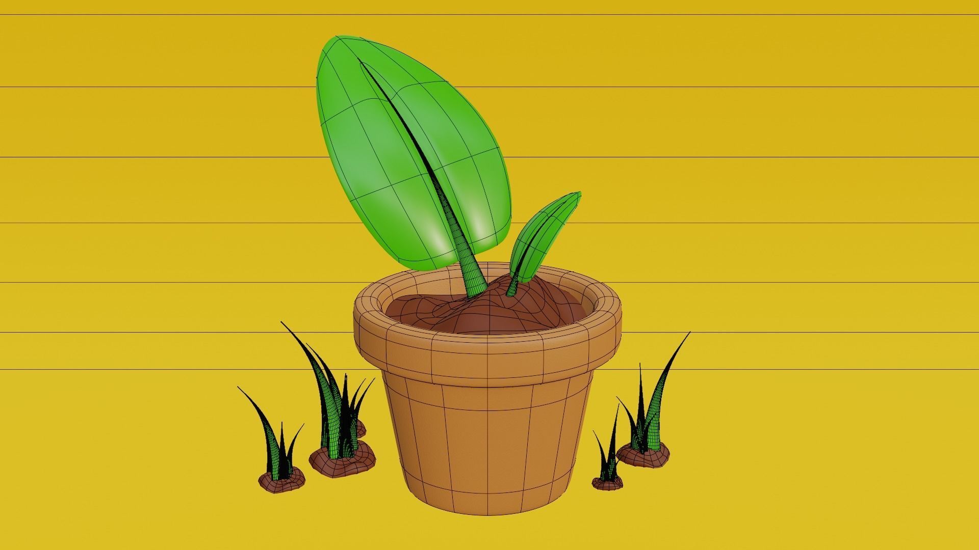 Cartoon Plant Sapling - Stylized Potted 3D Asset Model 3D model_4