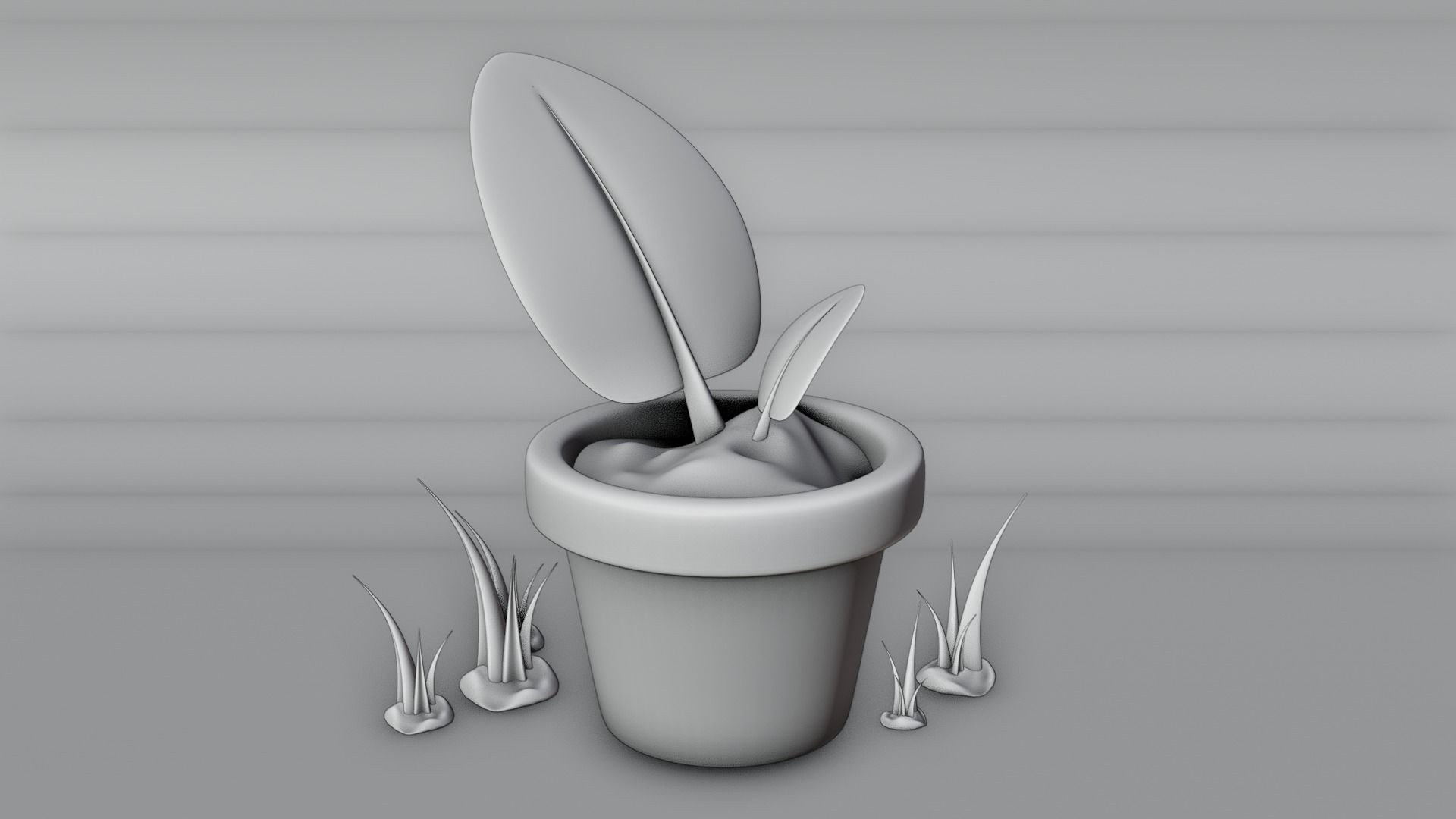 Cartoon Plant Sapling - Stylized Potted 3D Asset Model 3D model_2