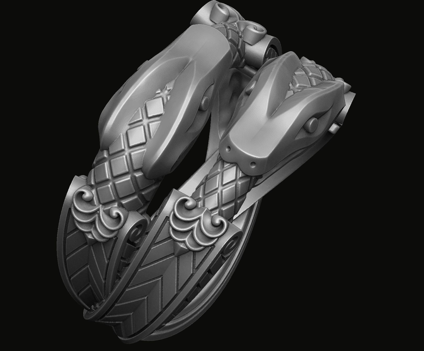 Couple snake ring 3D print model_2