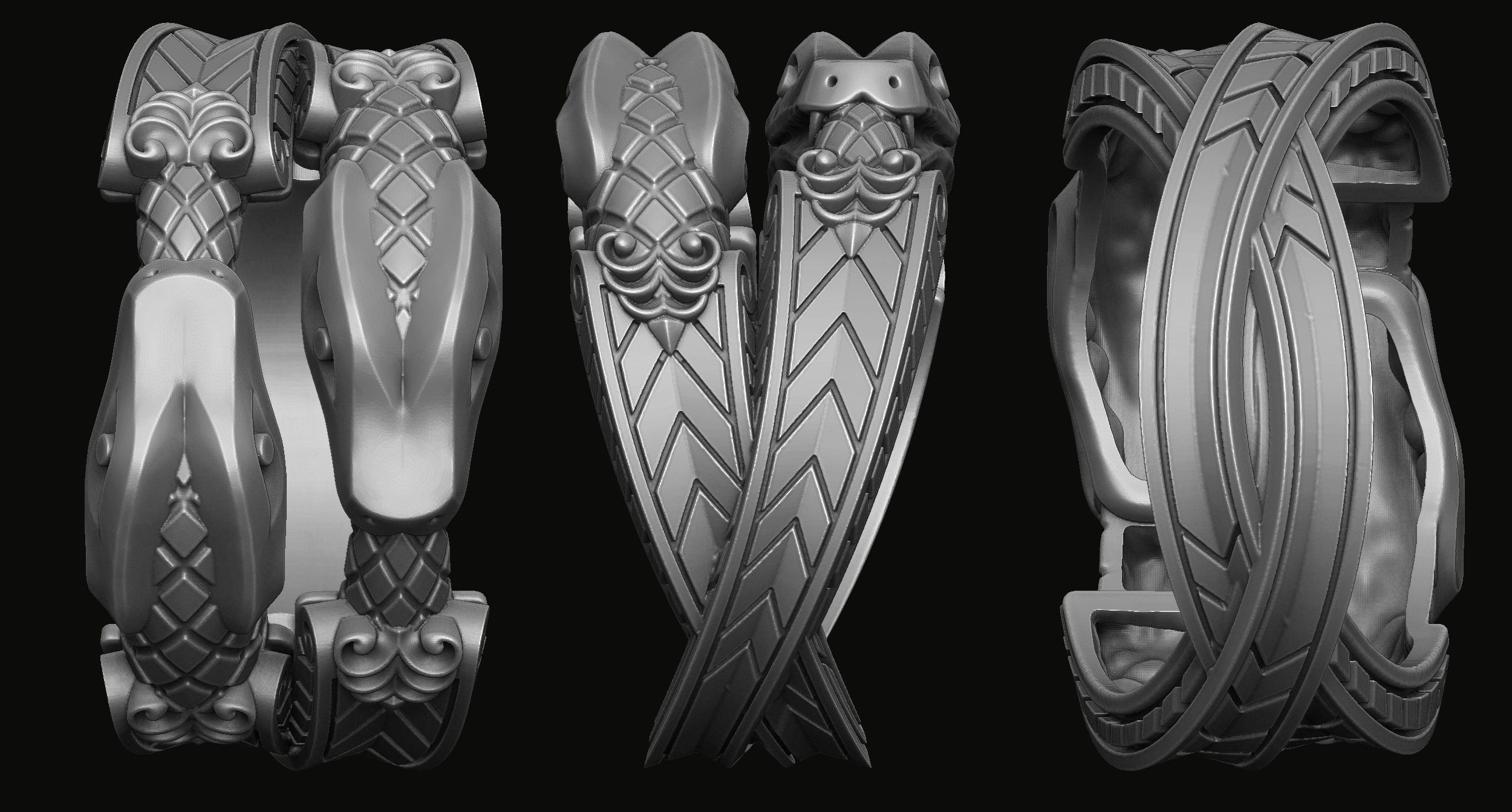 Couple snake ring 3D print model_4