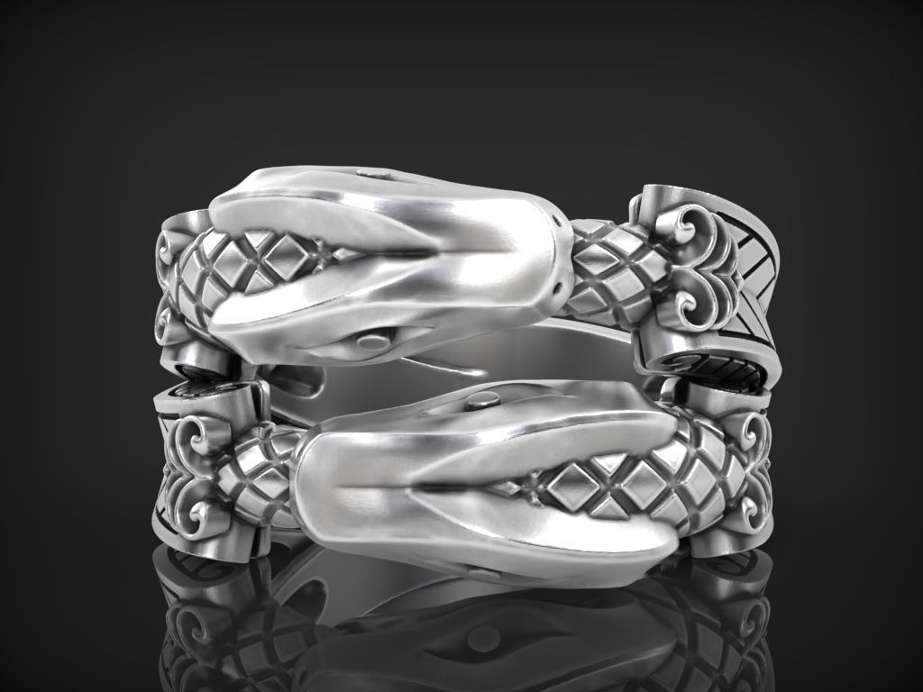Couple snake ring 3D print model_10