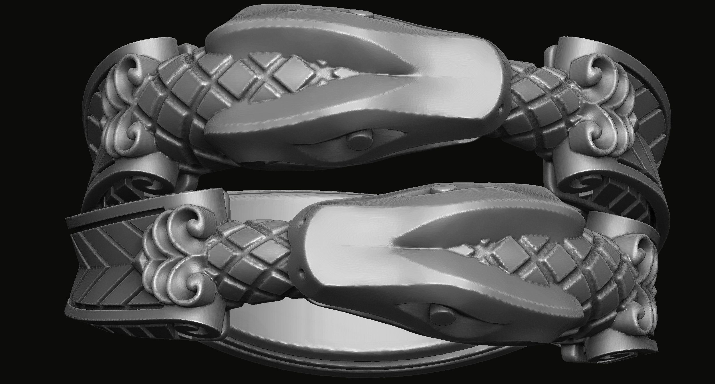 Couple snake ring 3D print model_5