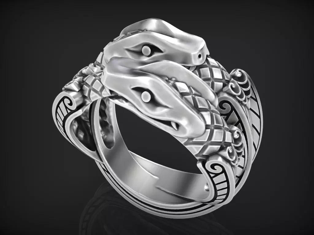 Couple snake ring 3D print model_0