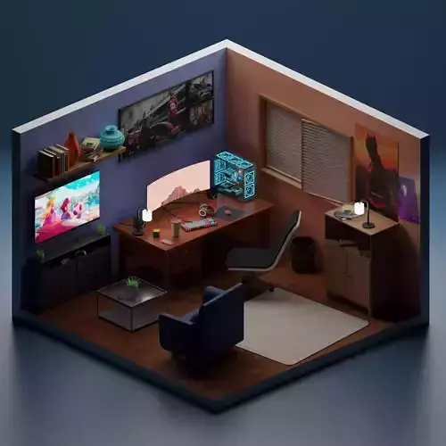 Isometric gaming room 3D model