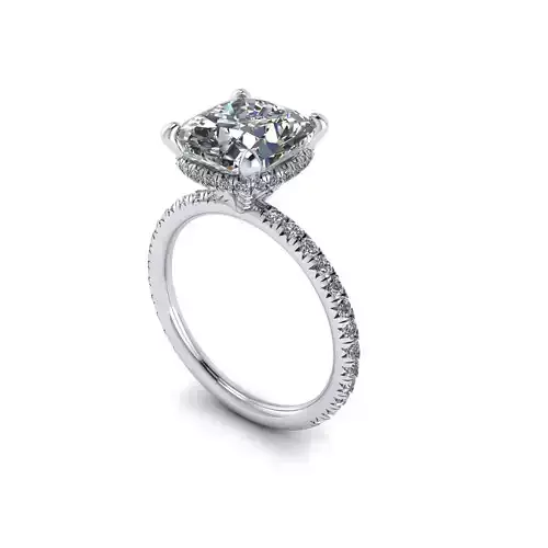Solitaire Pave Emerald Cut Wedding Ring