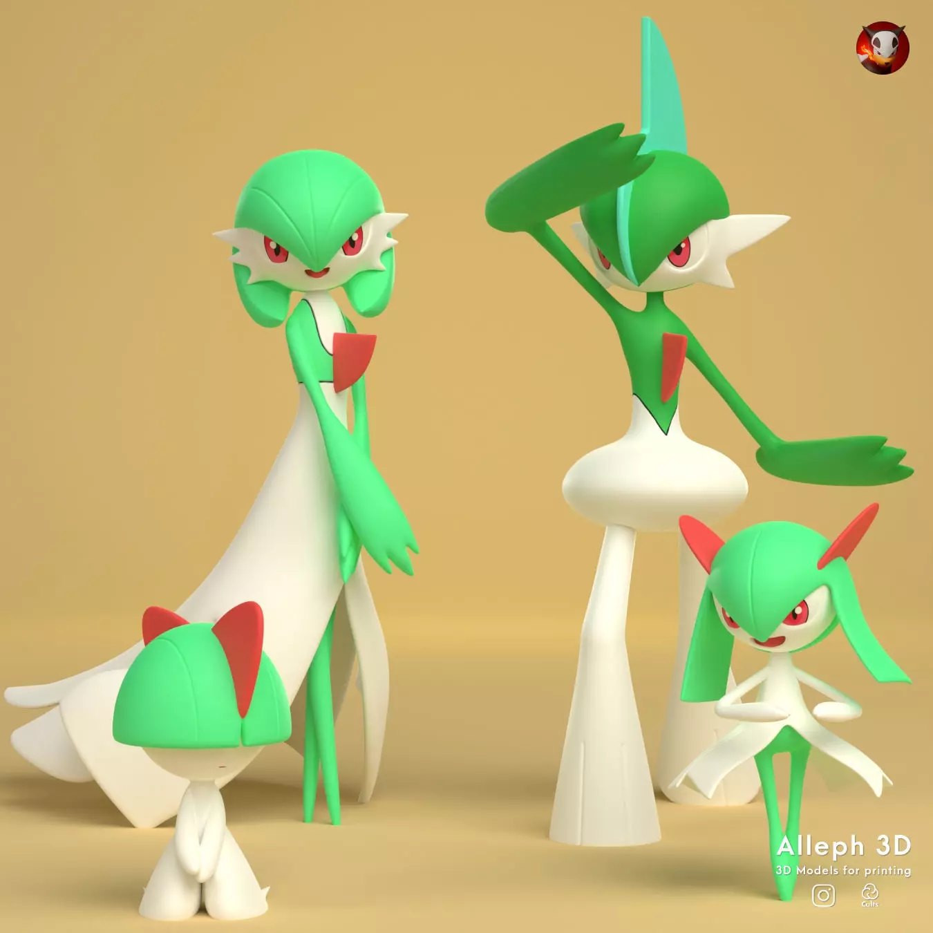 Pokemon ralts evolution pack 3D print model_0