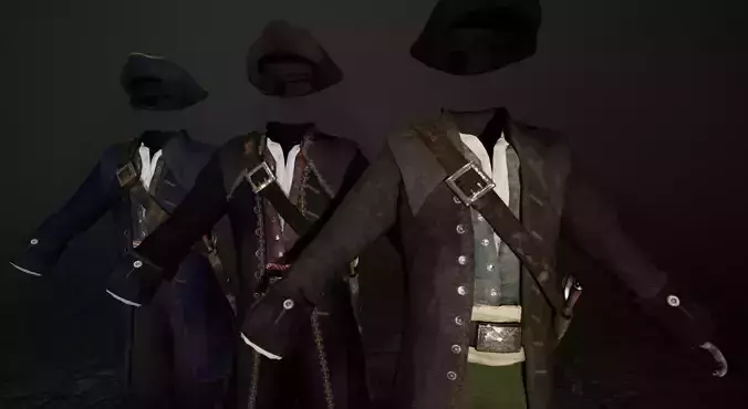 Pirate Captain Clothing Low-poly 3D model