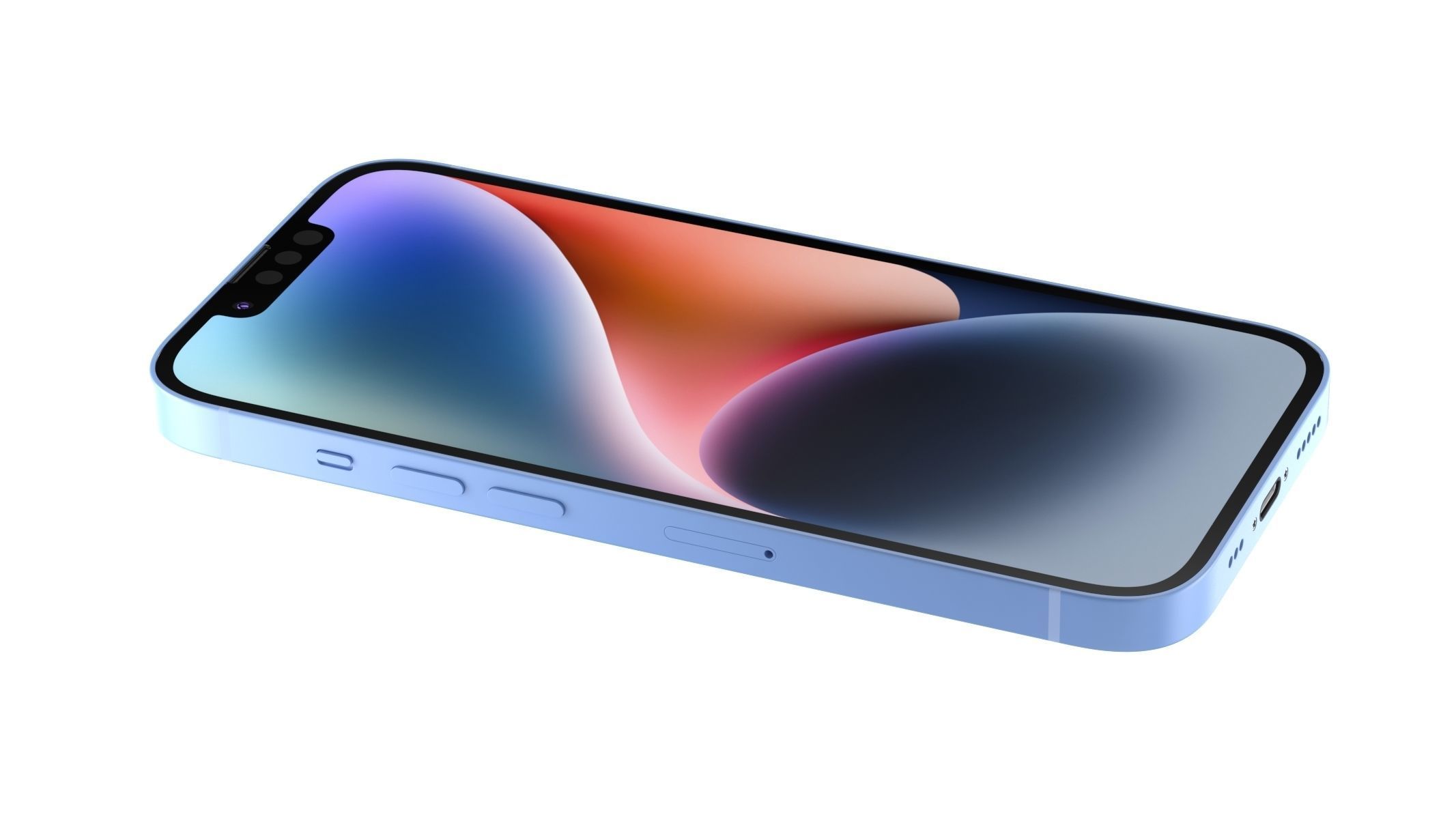 Apple iPhone 14 Blue 3D model_4